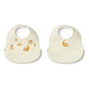 Liewood - Ember Silikon-Lätzchen - 2er Set | Elephant/Creme de la creme