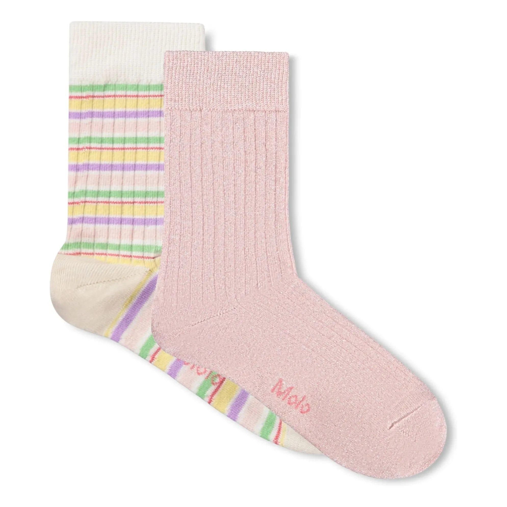 Molo - 2er-Set Gestreifte Nomi Socken | Hellrosa