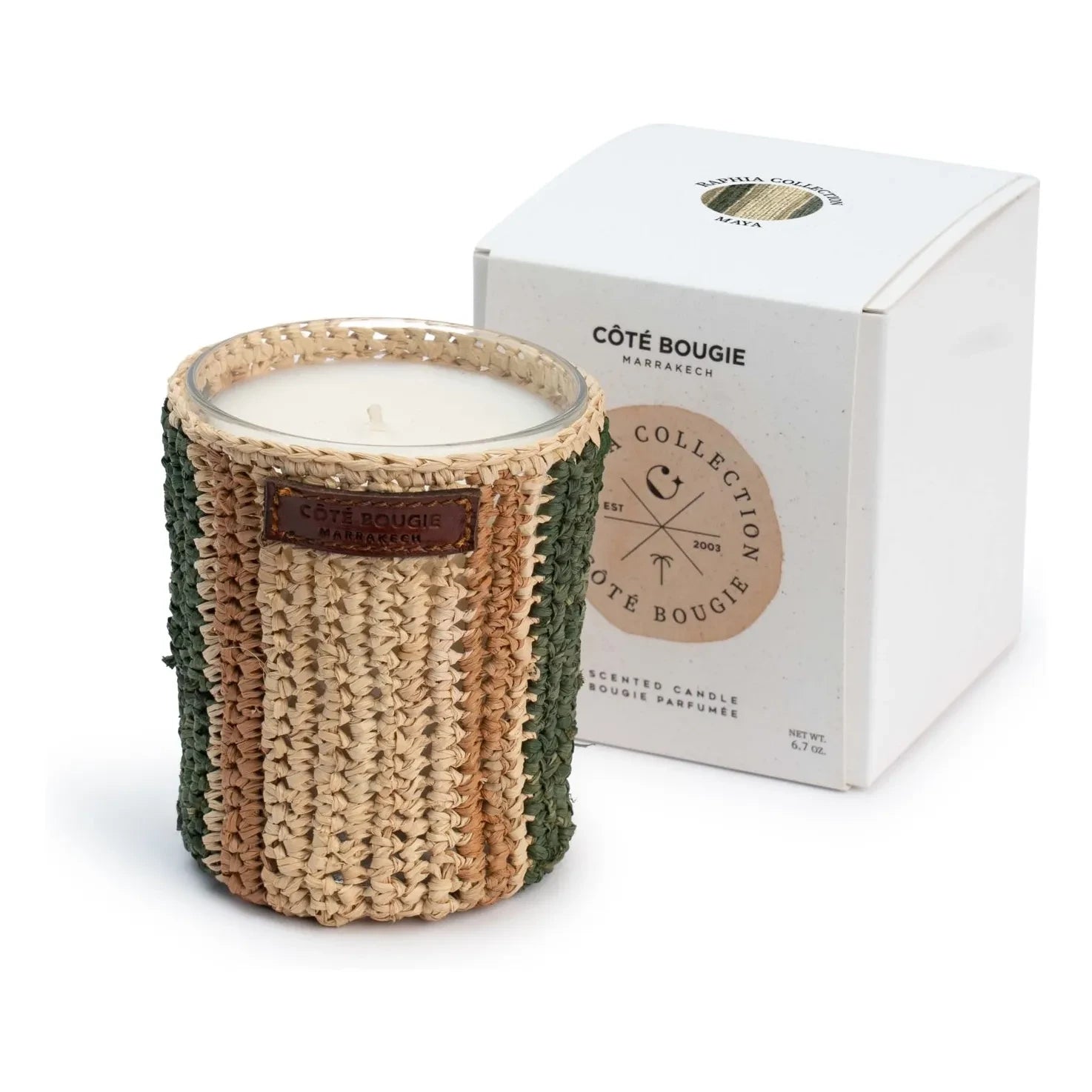 Côté Bougie - Raffia Maya Kerze - Minze & Tee
