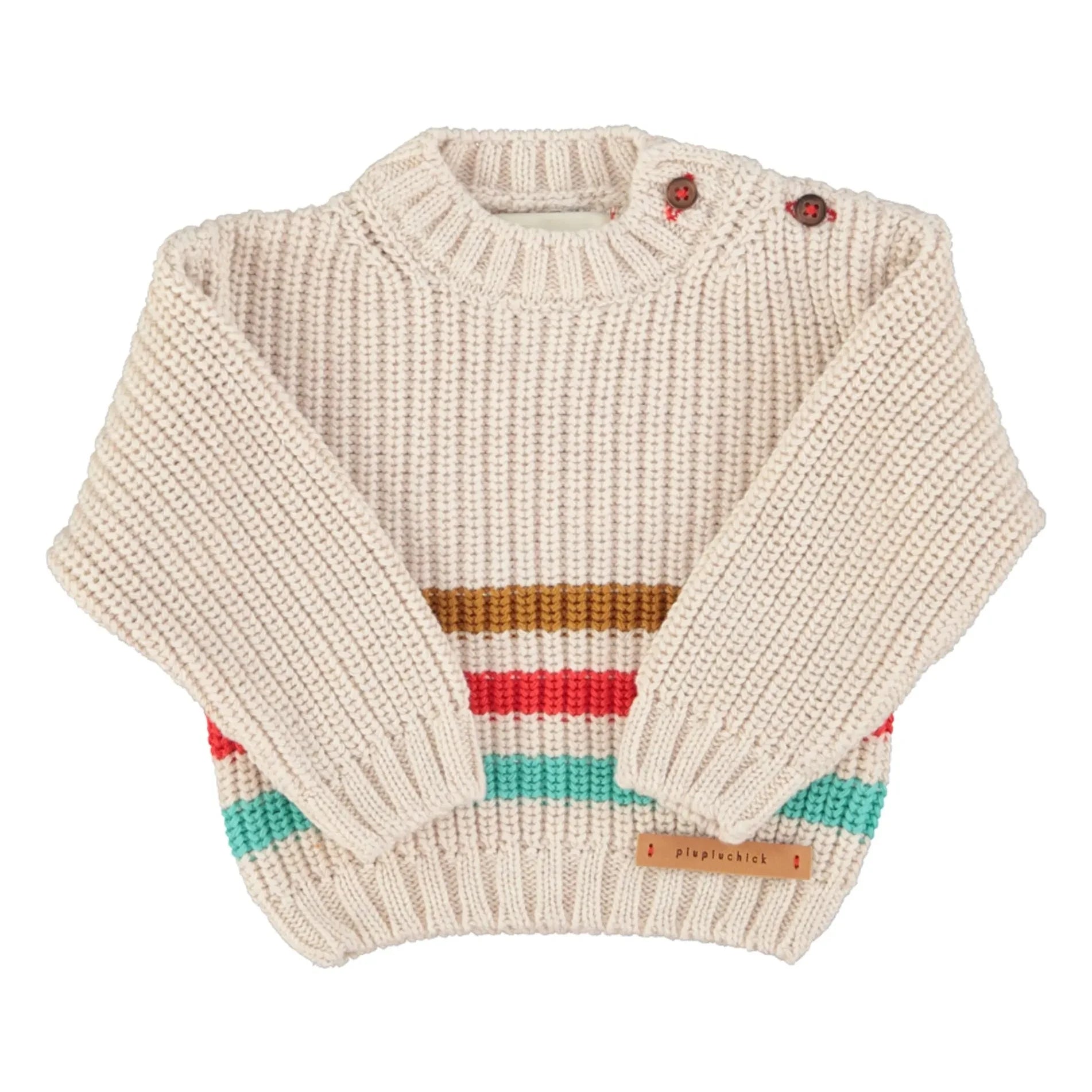 Piupiuchick – Gestreifter Pullover aus Bio-Baumwolle | Ecru