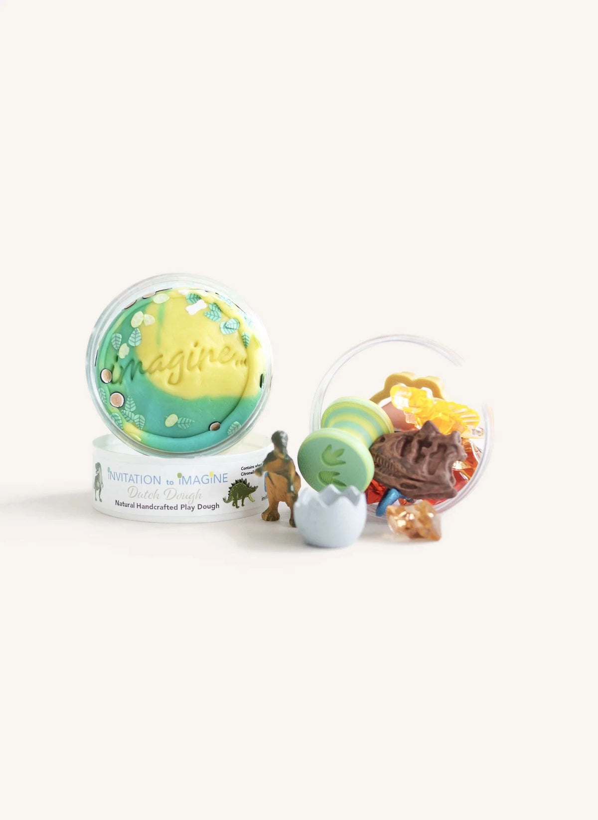 Einladung zum Vorstellen - Großer Überraschung Spielknete Glas - Dino