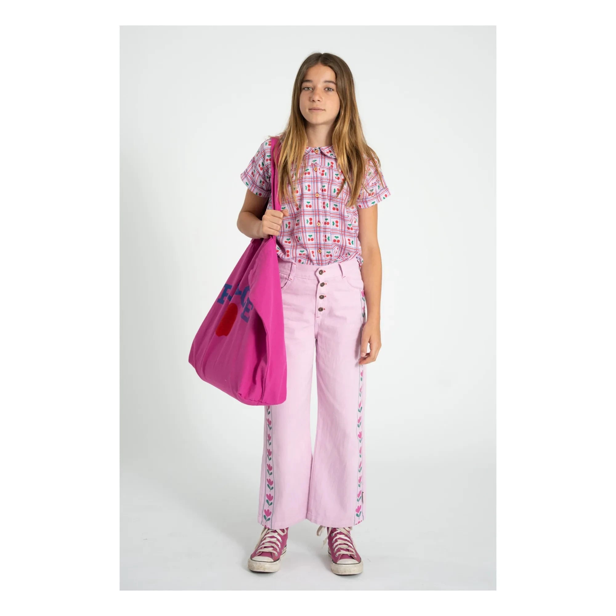Piupiuchick - Flare Fleuri Twill Hose | Rosa
