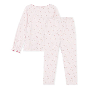 Petit Bateau - Organik pamuklu çiçek desenli pijama | Pembe