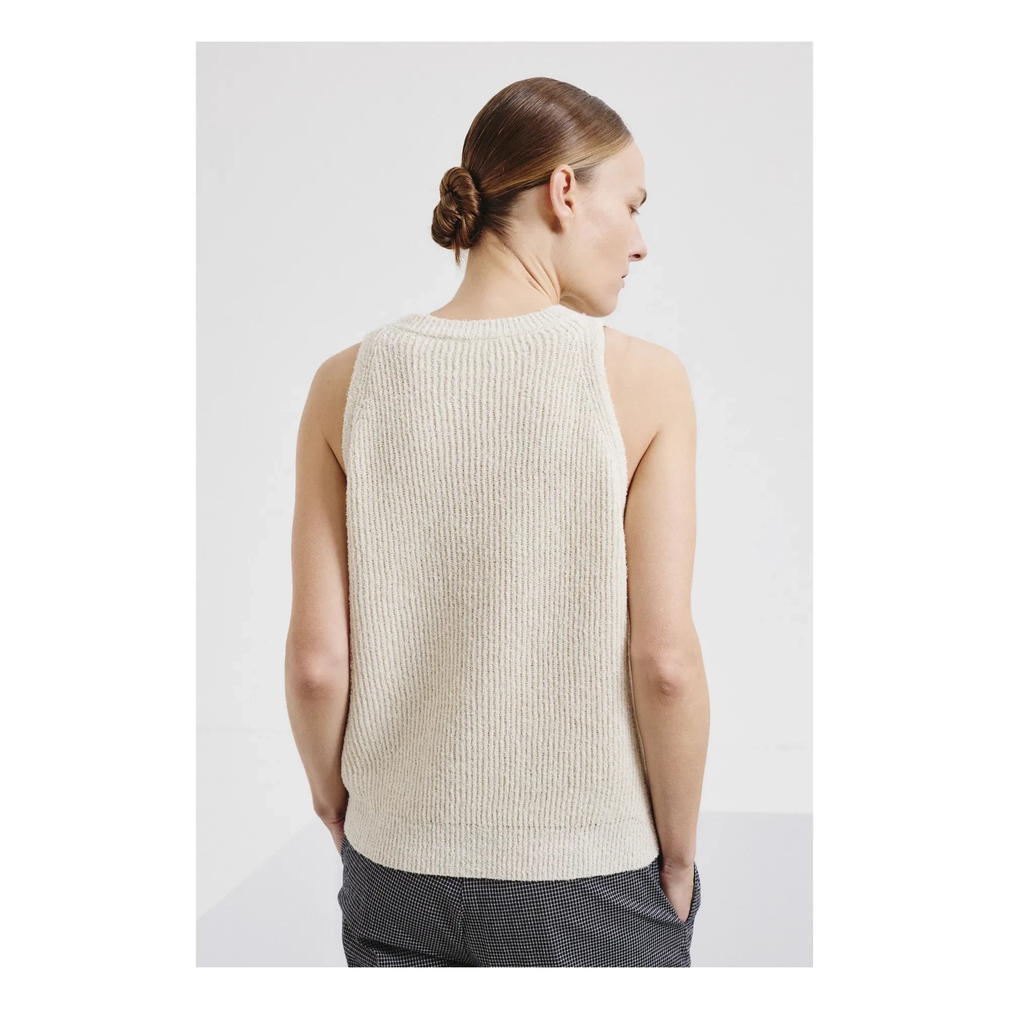 Pomandère - Baumwoll- und Leinenstrickjacke | Creme