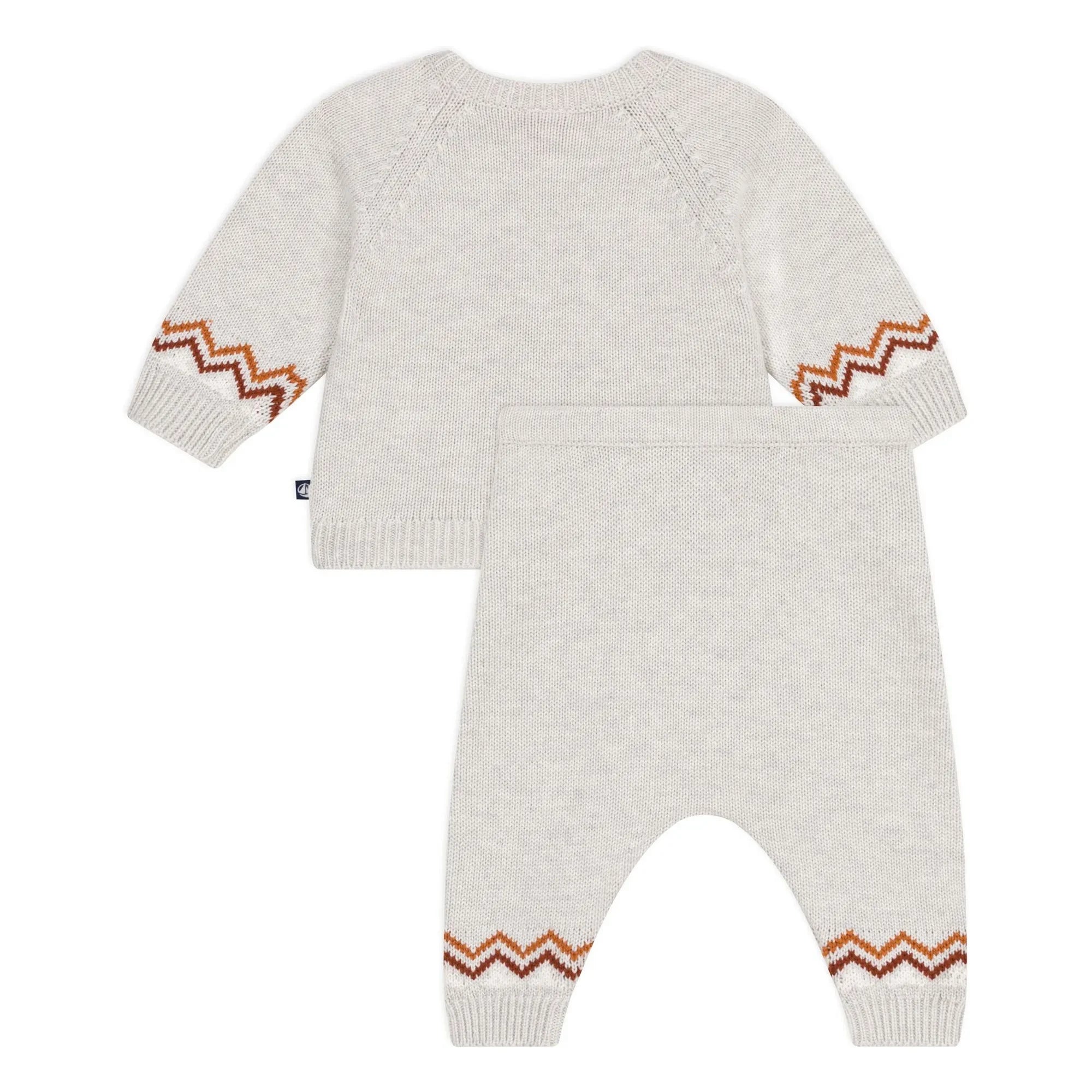 Petit Bateau - P'tit Cœur Wollpullover und Hose | Melierter Beige