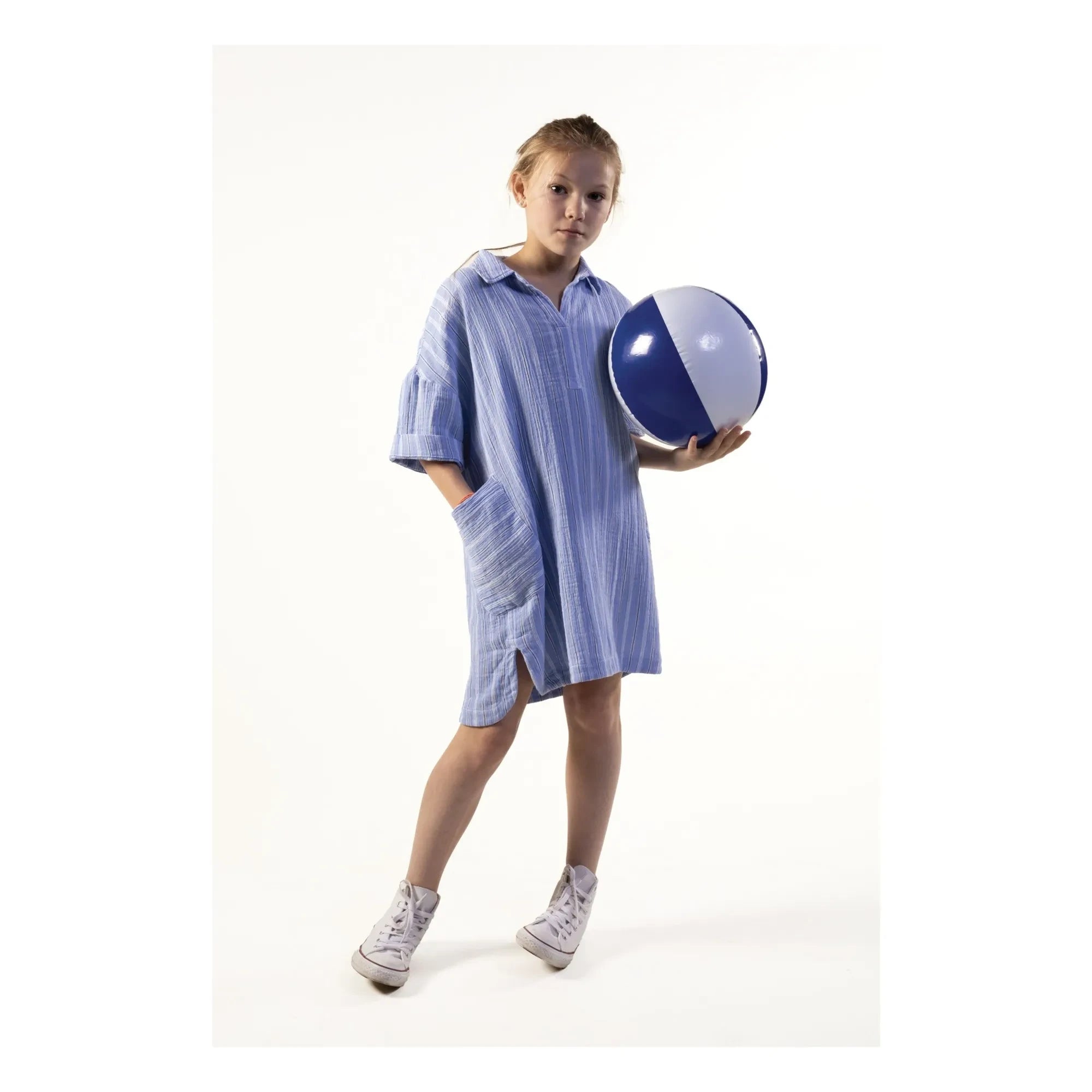 Sunchild - Cadaques Gestreiftes Hemdkleid aus Bio-Baumwolle | Blau