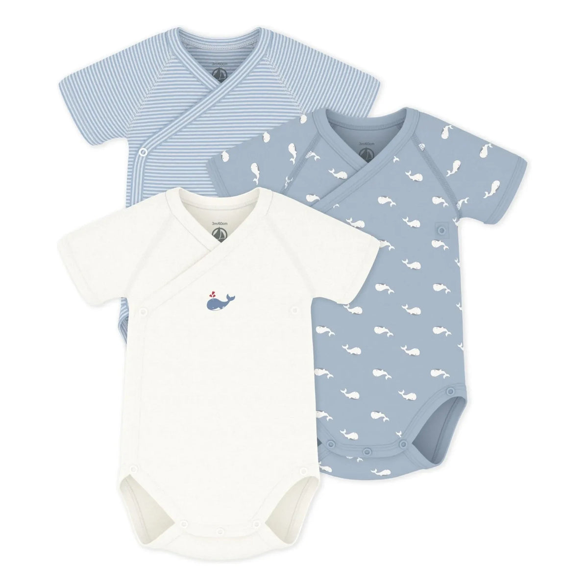 Petit Bateau - 3er-Pack Wal-Umhängetaschen Bio-Baumwolle | Blau