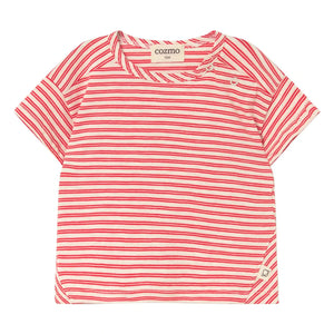 Cozmo - Gestreiftes Baby-T-Shirt mit Bereich | Rot