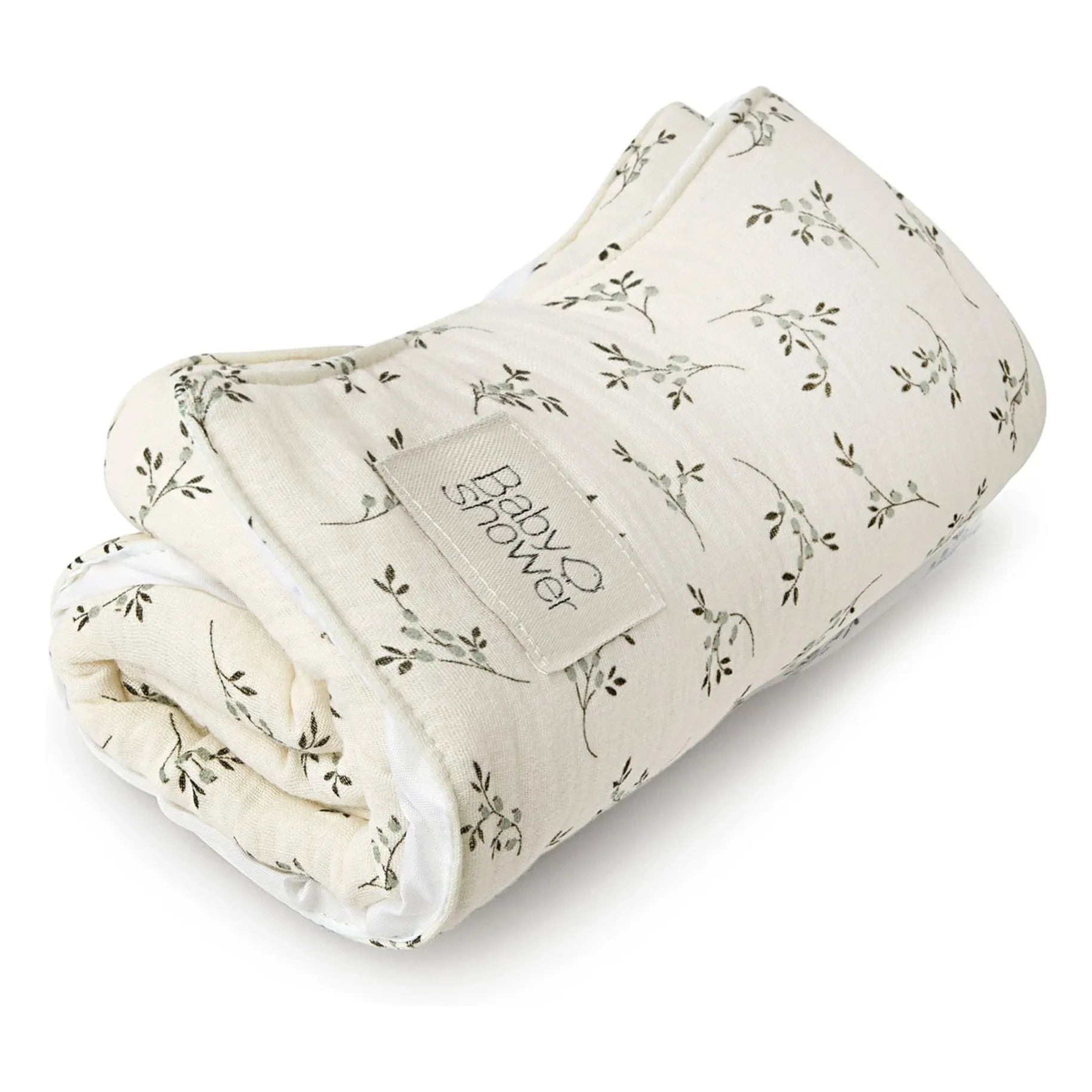 Babyshower - Knot Olive Bloom Reise-Wickelunterlage | Ecru