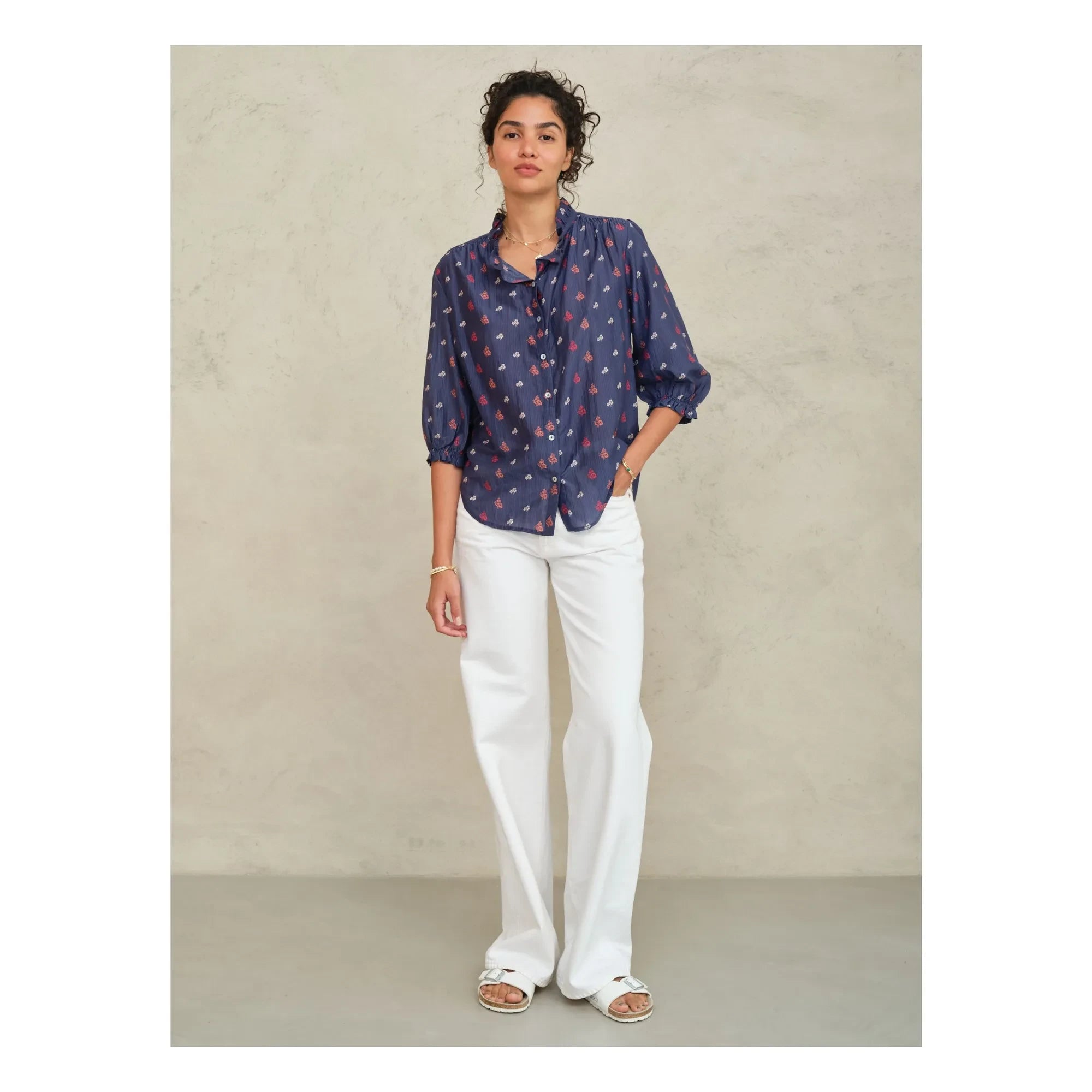M.A.B.E. - Auden Baumwollbluse | Marineblau