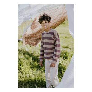 Yuki - Gestreifter Pullover aus Bio-Baumwolle | Sand