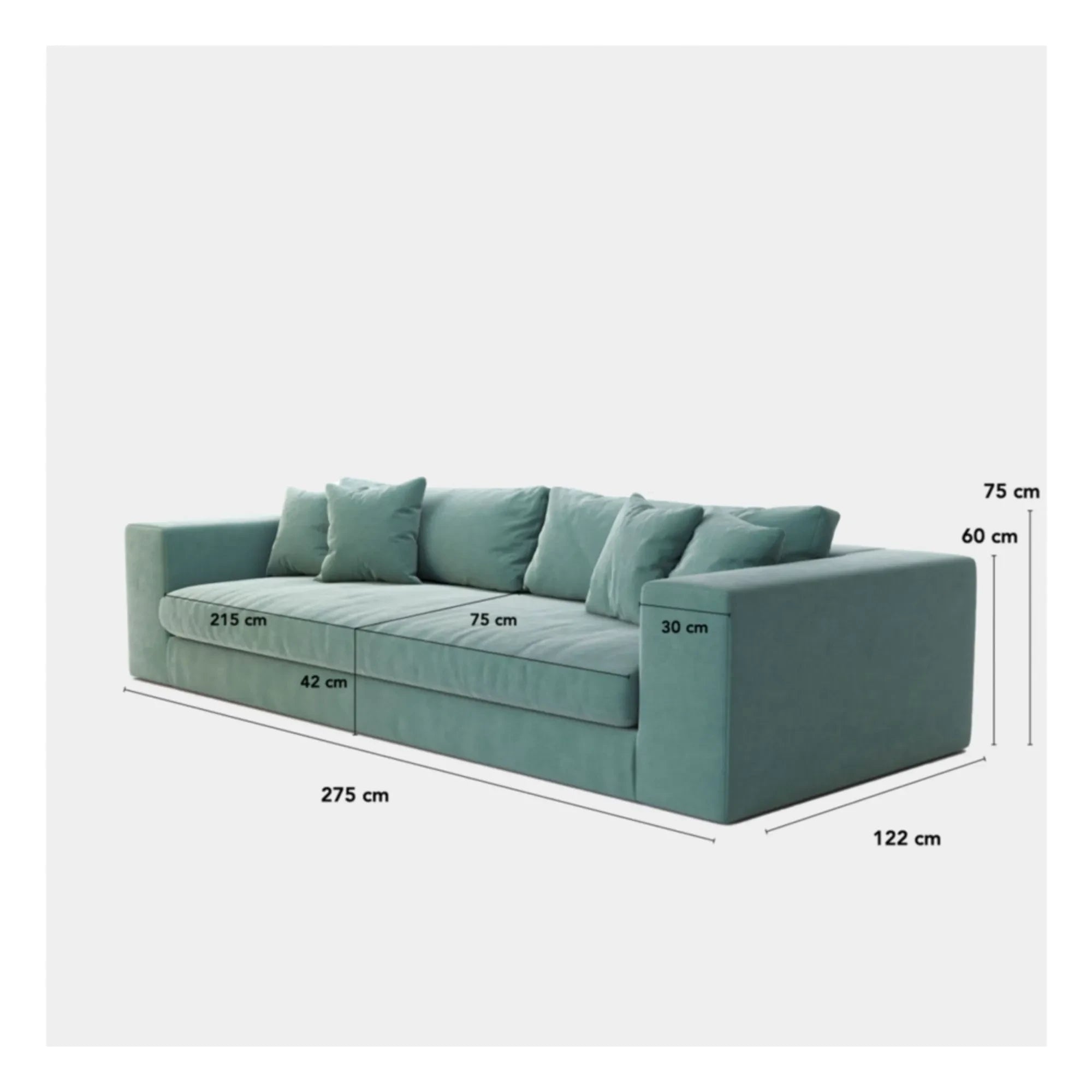 Panac Edition - Bellechasse 4-Sitzer Sofa aus gebürstetem Samt - 275 cm | Anthrazit