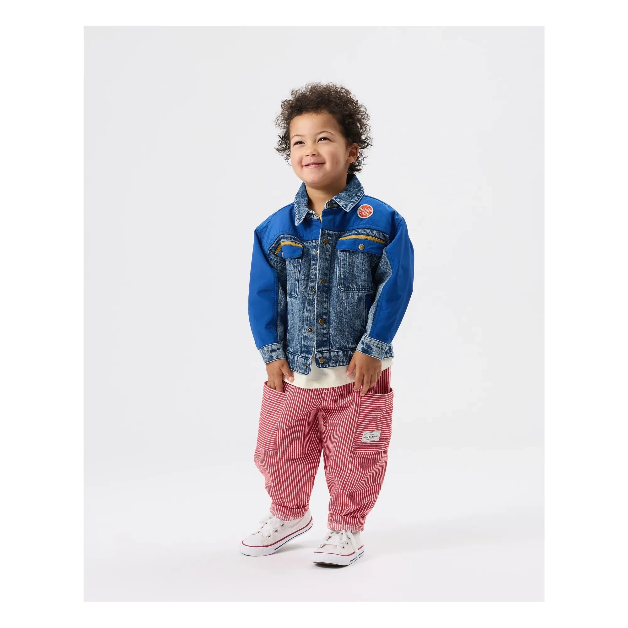 Goldie + Ace - Vintage Denimjacke mit Farbblock-Design | Blau