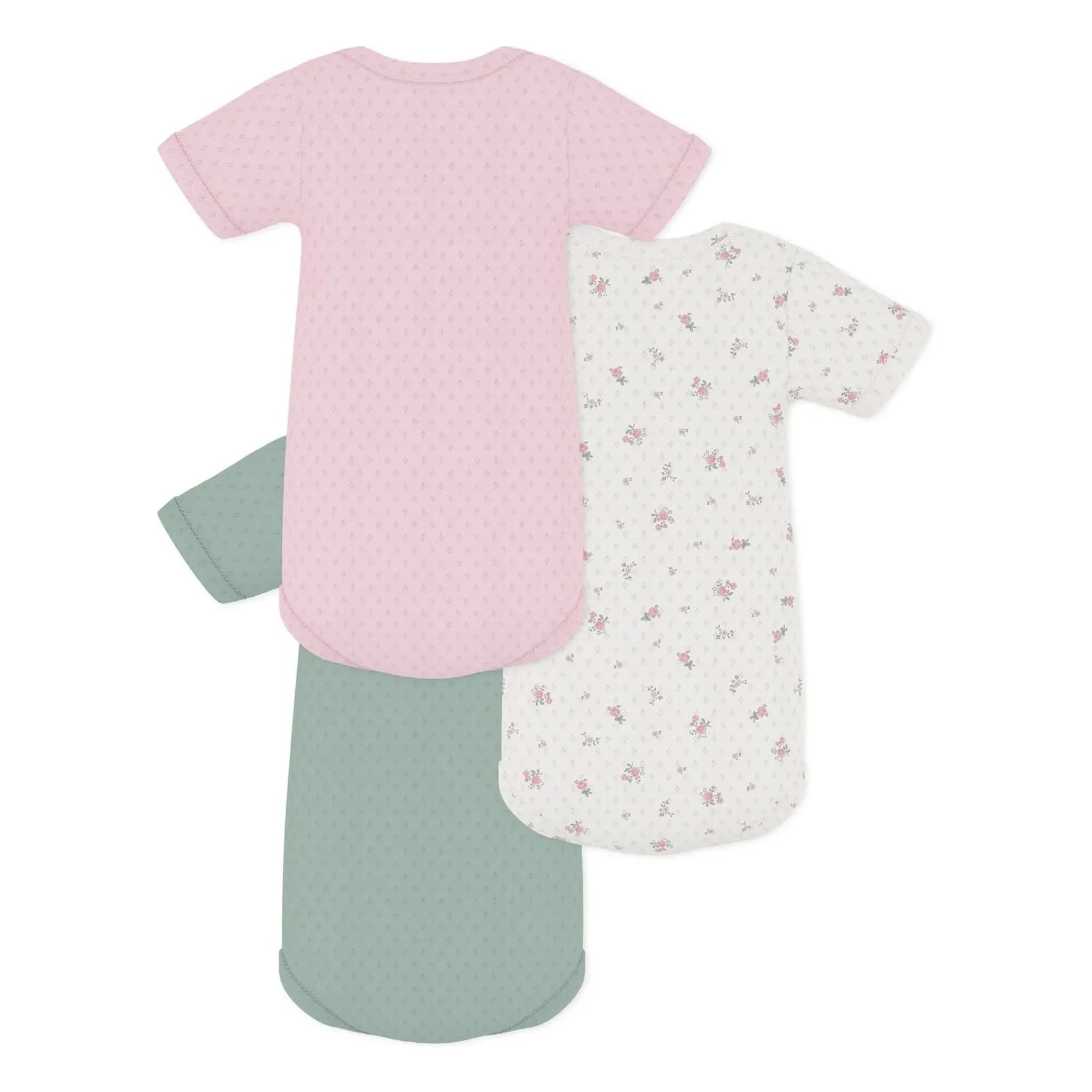 Petit Bateau - 3er-Set Bio-Baumwoll-Ajour-Baby-Bodys | Rosa