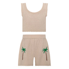Pepita & Me - Rocky Maille Palm Oberteil und Shorts Set | Elfenbein