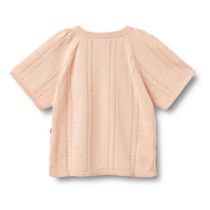Weizen - Vilna Bio-Baumwolle Kurzarmpullover | Hellrosa