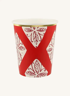 Meri Meri - Blockdruck Weihnachtsbecher - 8er Set