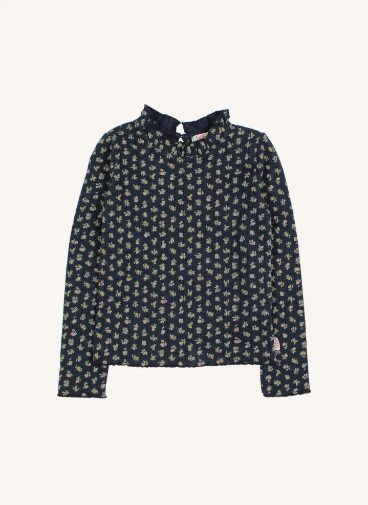 Búho - Bluse mit Blumenmuster aus Baumwolle | Marineblau