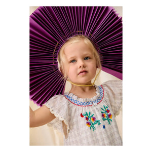 Louise Misha - Besticktes Kleid Edith Carreaux Bio-Baumwolle | Creme