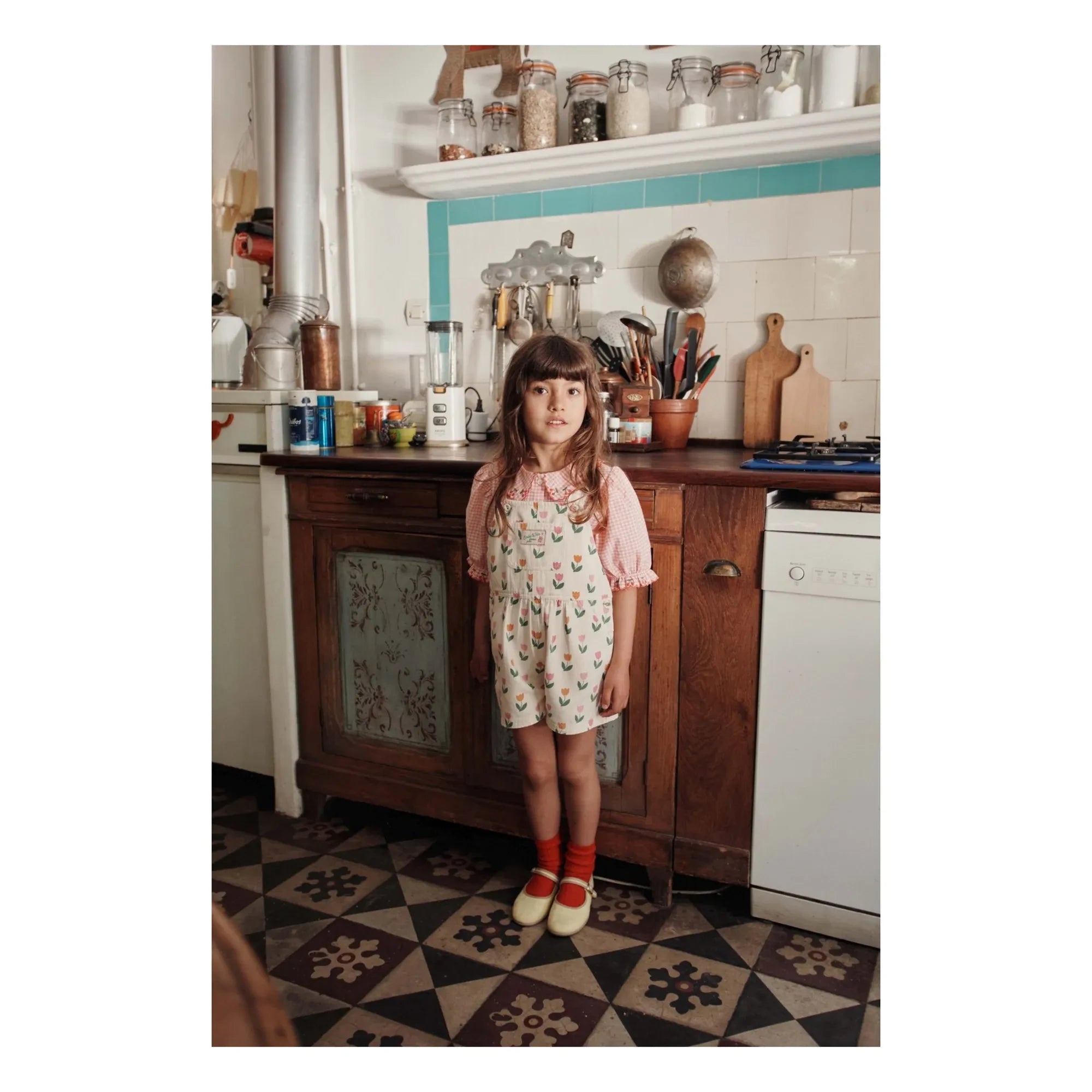 Emile et Ida - Tulpen-Shorts-Latzhose | Creme
