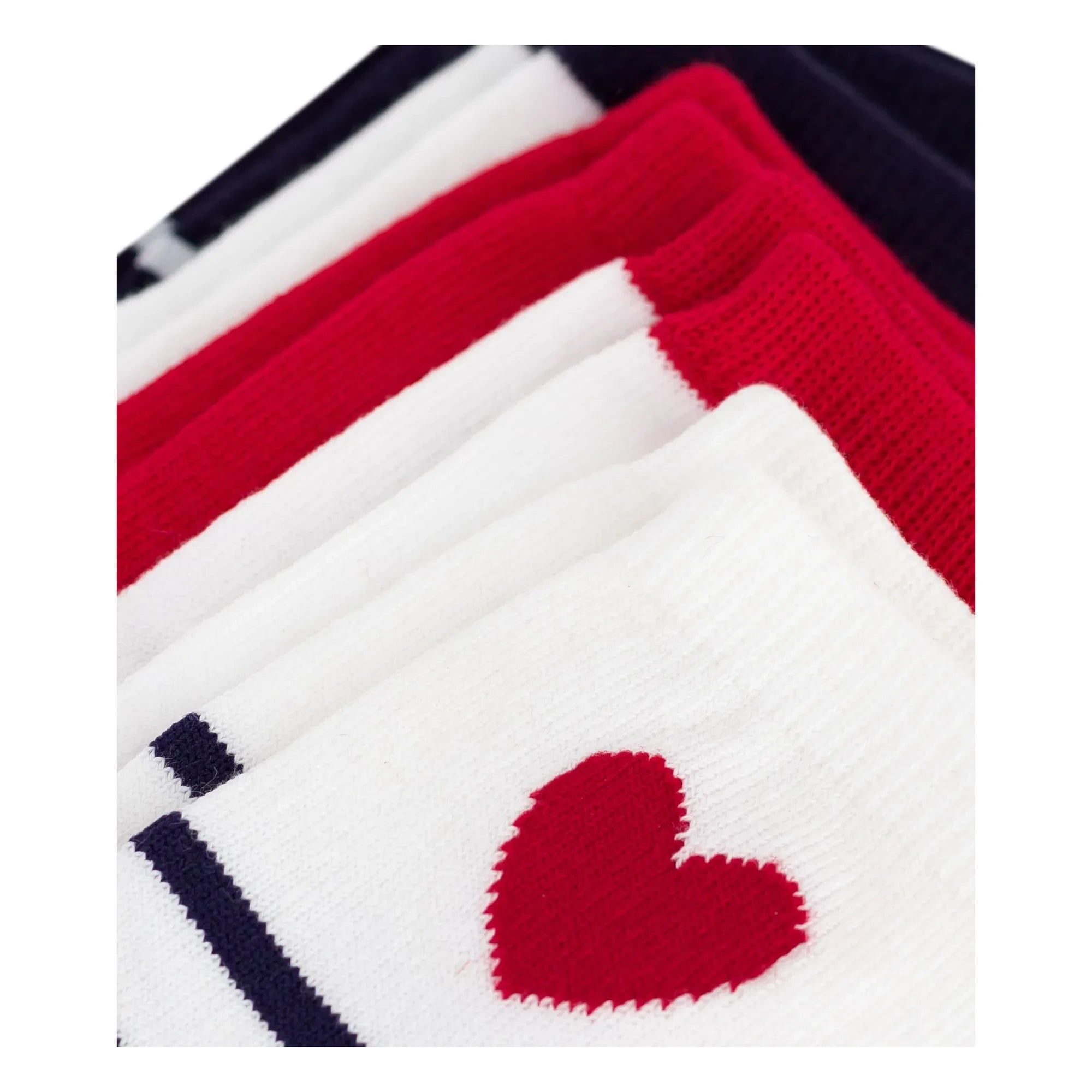 Petit Bateau - 5er Pack Gestreifte Herz-Socken | Marineblau