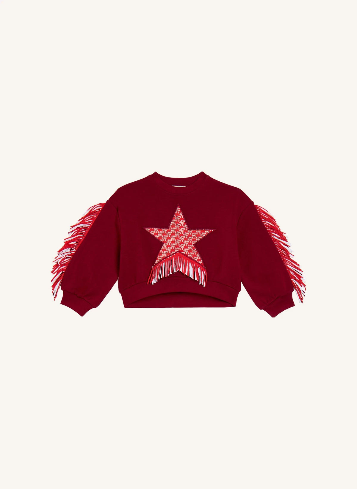 Stella McCartney Kids - Püsküllü Yıldız Sweat | Koyu Kırmızı