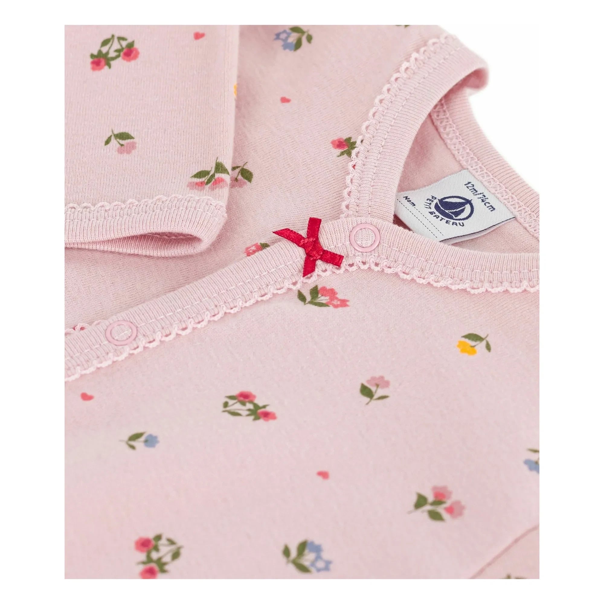 Petit Bateau - Pyjamas Dors Bien Blumen Bio-Baumwolle | Puderrosa