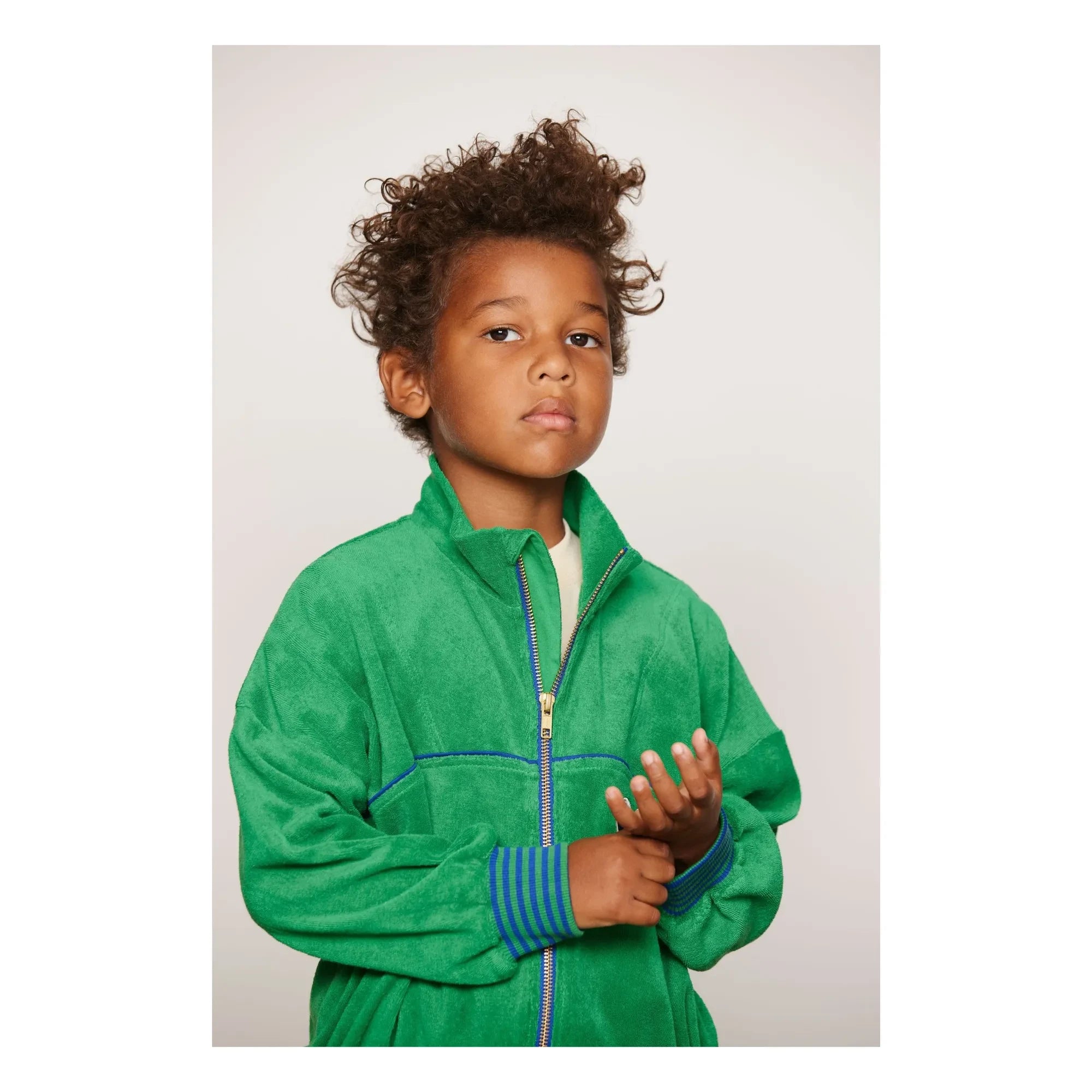 Mini Rodini - Organische Baumwolle Handtuch Reißverschluss Sweatshirt | Grün
