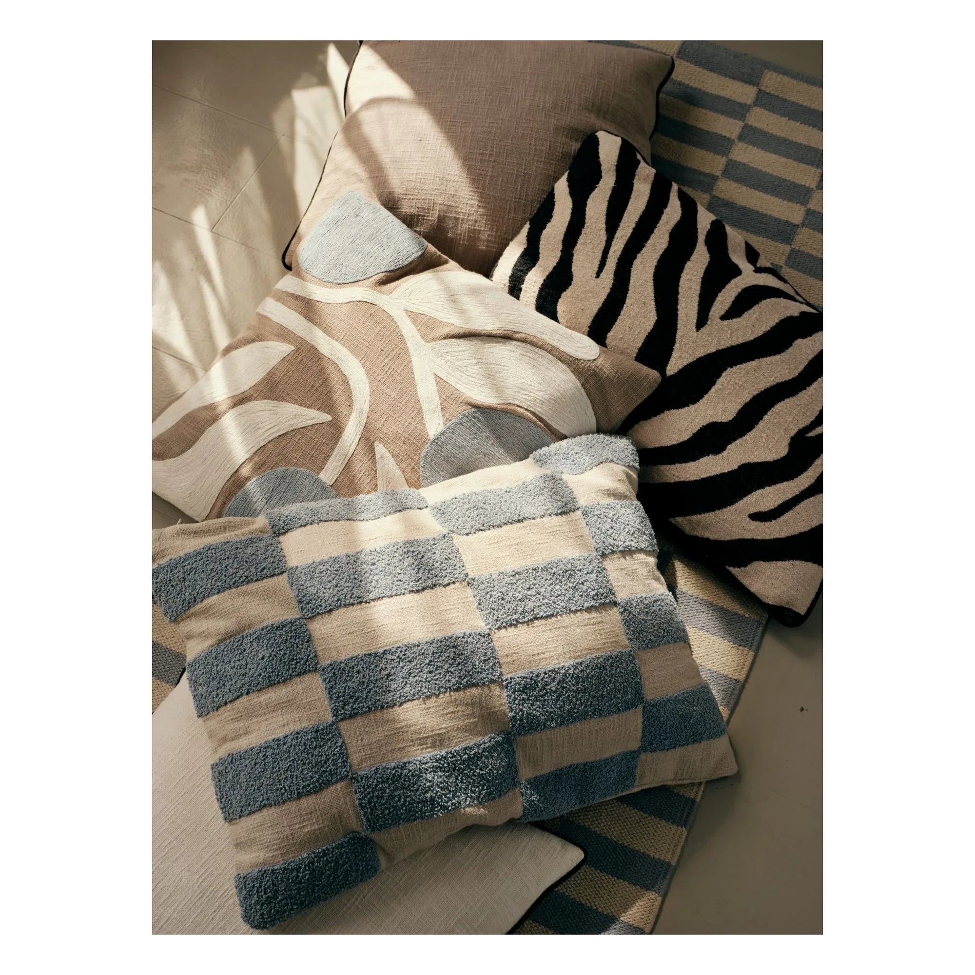 Broste Copenhagen - Zebra dikdörtgen yastık kılıfı | Noir/Blanc