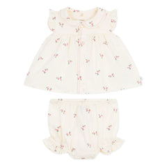 Petit Bateau - Set aus Bio-Popeline-Bluse und Bloomer | Ecru