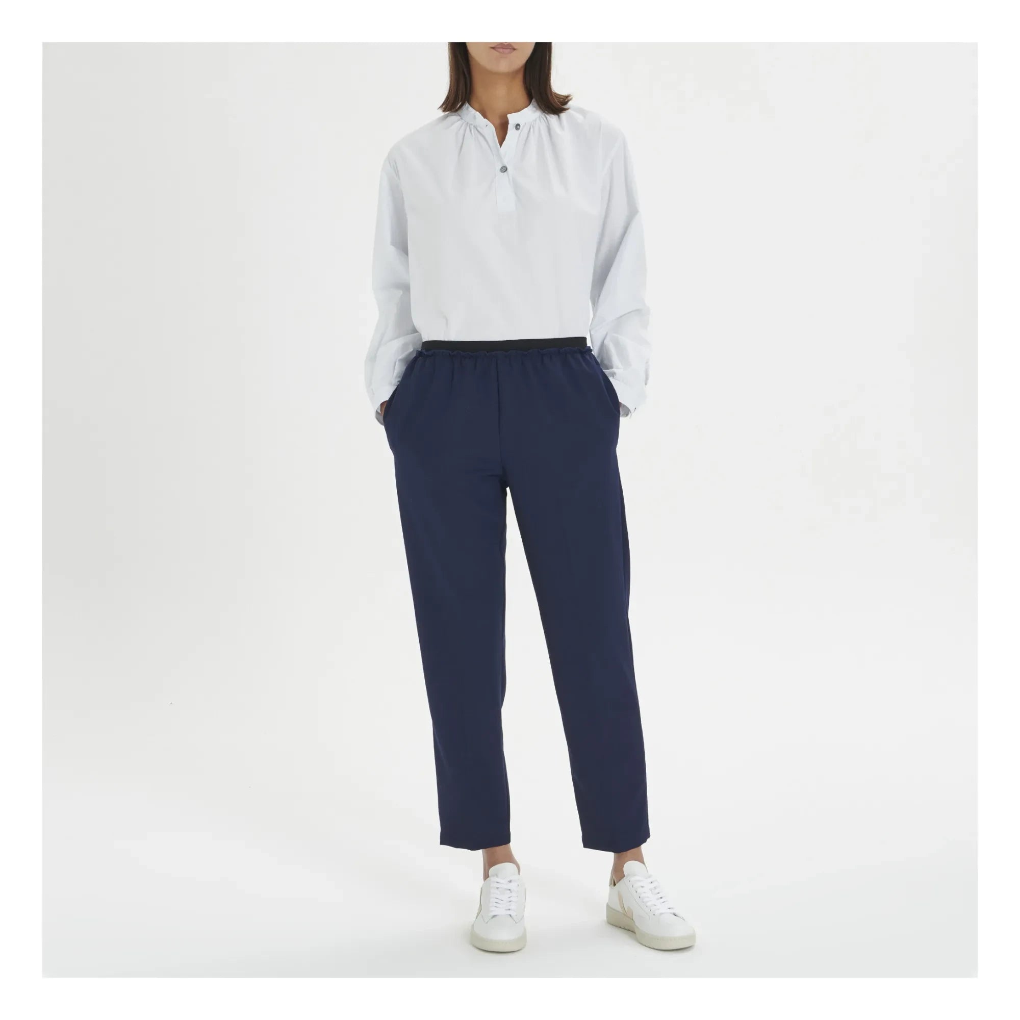 Pomandère - Hose aus Wolle mit Gummizug | Marineblau