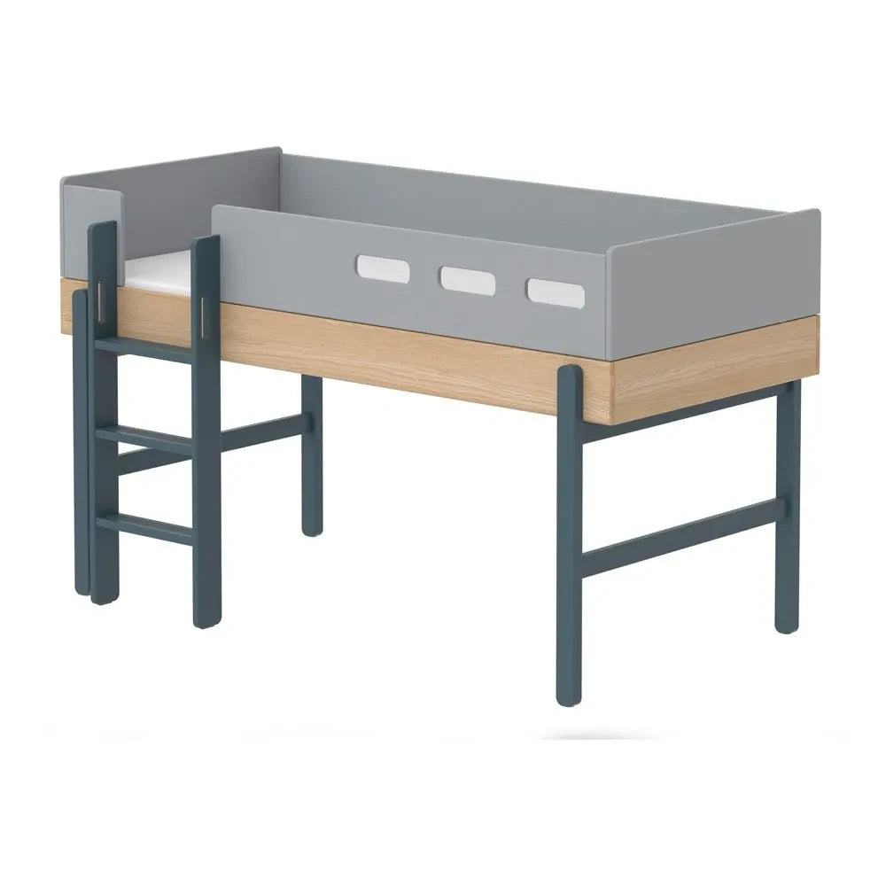 Flexa - Popsicle Halbhohes Bett mit Leiter 90x200cm | Blau
