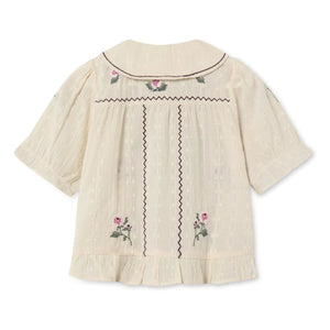 Fliink - Dobby Bluse mit Blumenmuster | Ecru