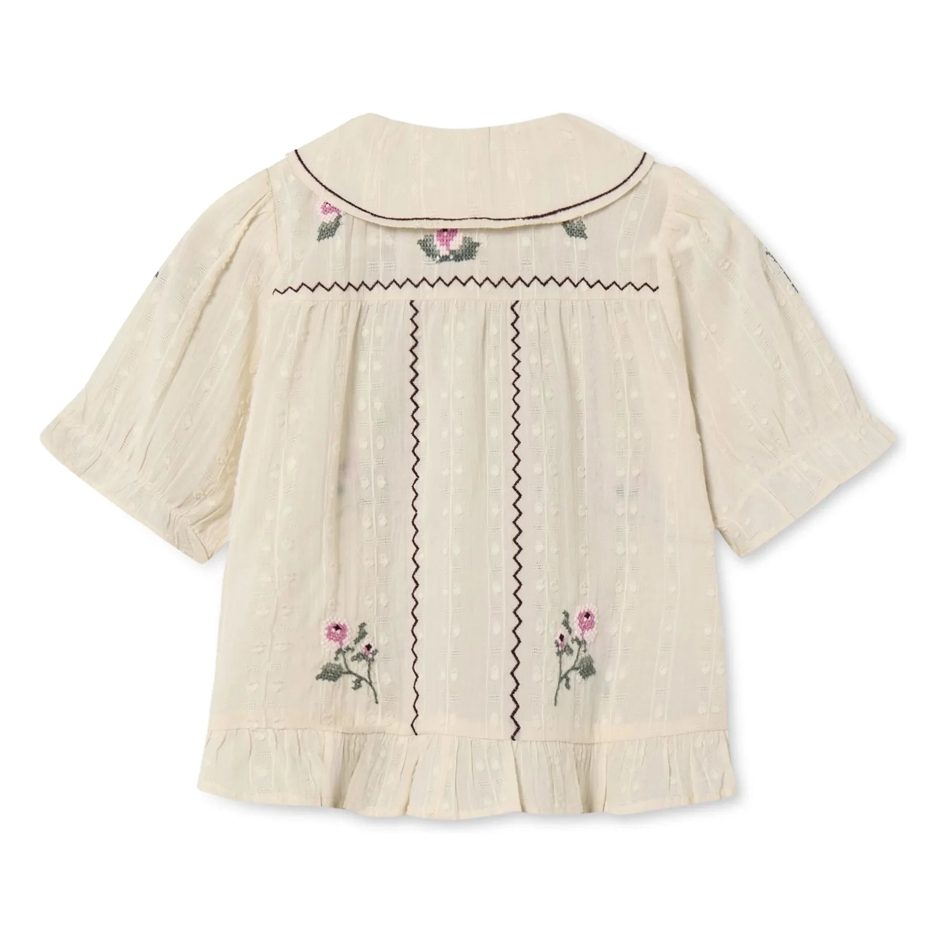 Fliink - Dobby Bluse mit Blumenmuster | Ecru
