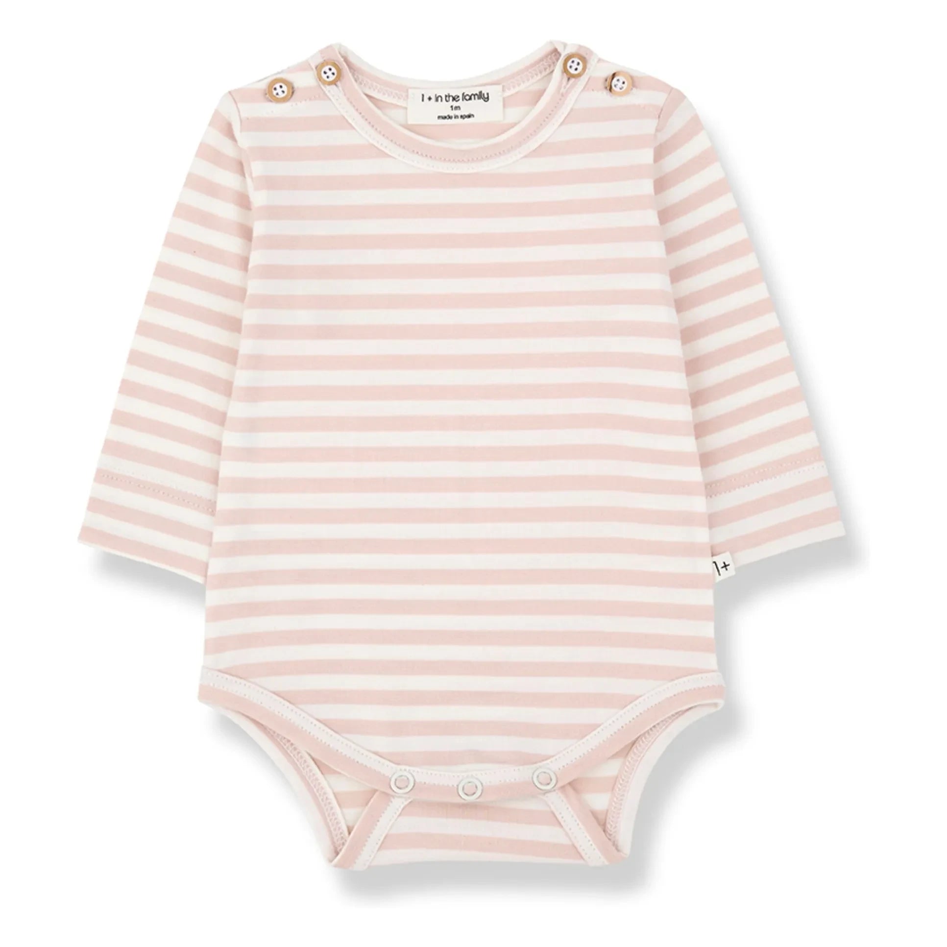 1+ in the family - Gestreifter Biel Body | Beige rosa
