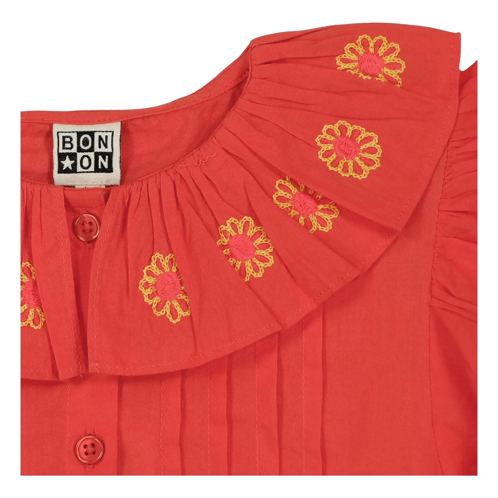Bonton - Nancy Bestickte Bluse mit Kragen | Koralle