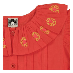 Bonton - Nancy Bestickte Bluse mit Kragen | Koralle