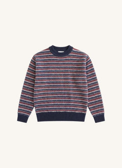 Finger in der Nase - Mathis Jacquard Merino Wollpullover | Indigo Blau