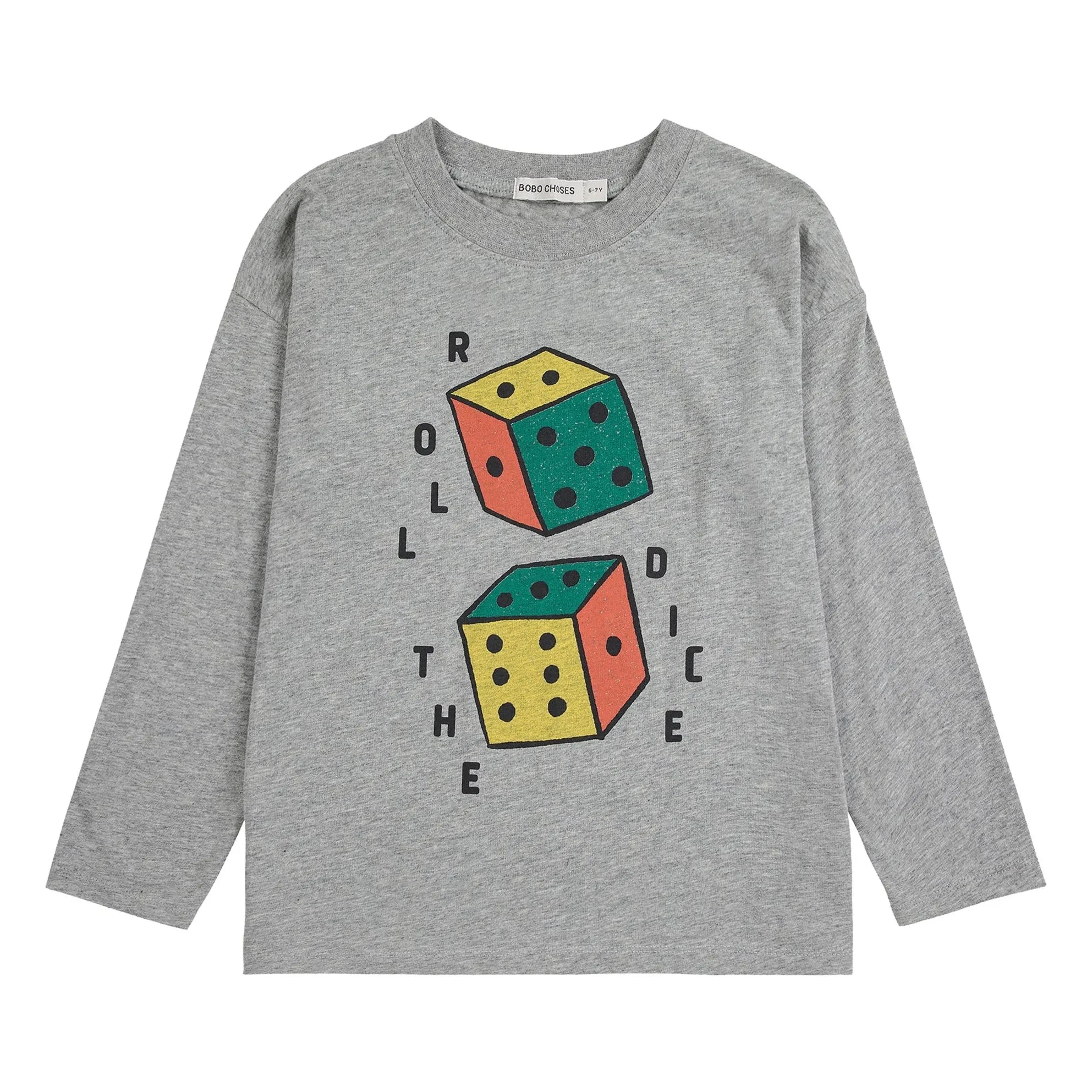 Bobo Choses - Roll The Dice Langarmshirt Bio-Baumwolle | Grau meliert