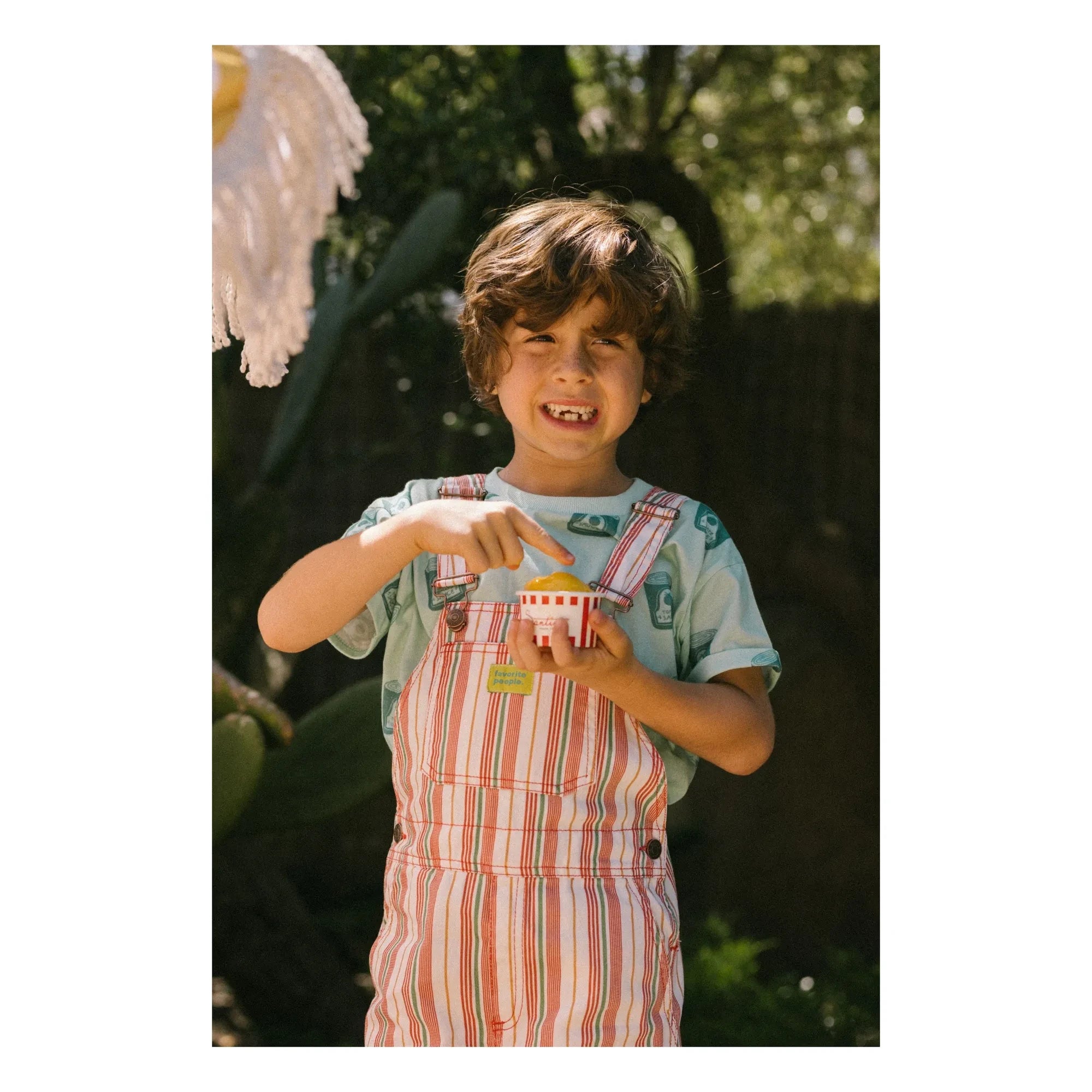 Favorite People - Lasagna Gestreifter Kurzer Overall | Rosa