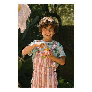 Favorite People - Lasagna Gestreifter Kurzer Overall | Rosa