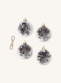 Ferm Living - Flora Glas Weihnachtsornamente - 4er Set | Pflaume