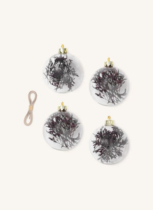 Ferm Living - Flora Glas Weihnachtsornamente - 4er Set | Pflaume