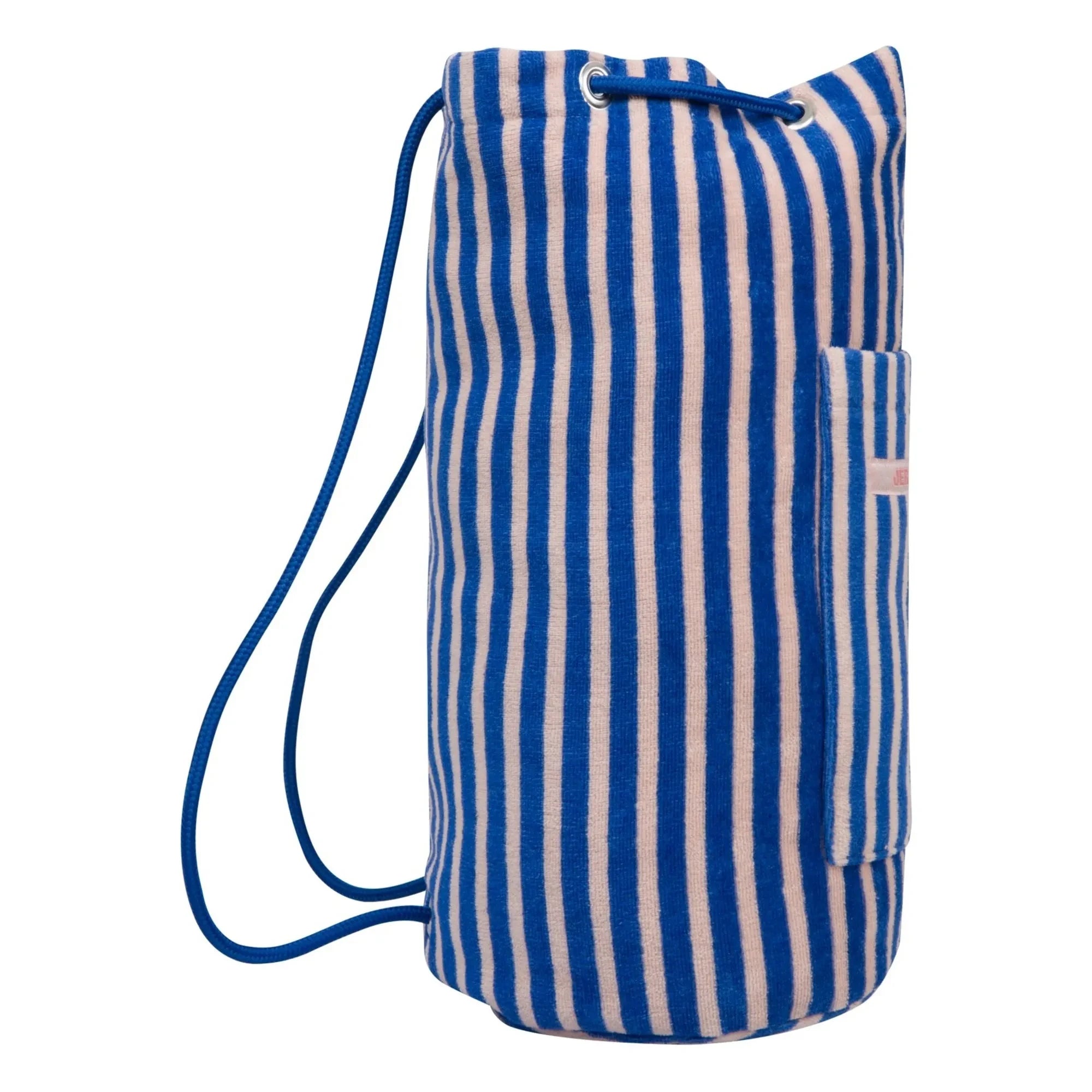 Jera Mini - Rosa Gestreifter Frottee-Taschen Rucksack | Hellrosa