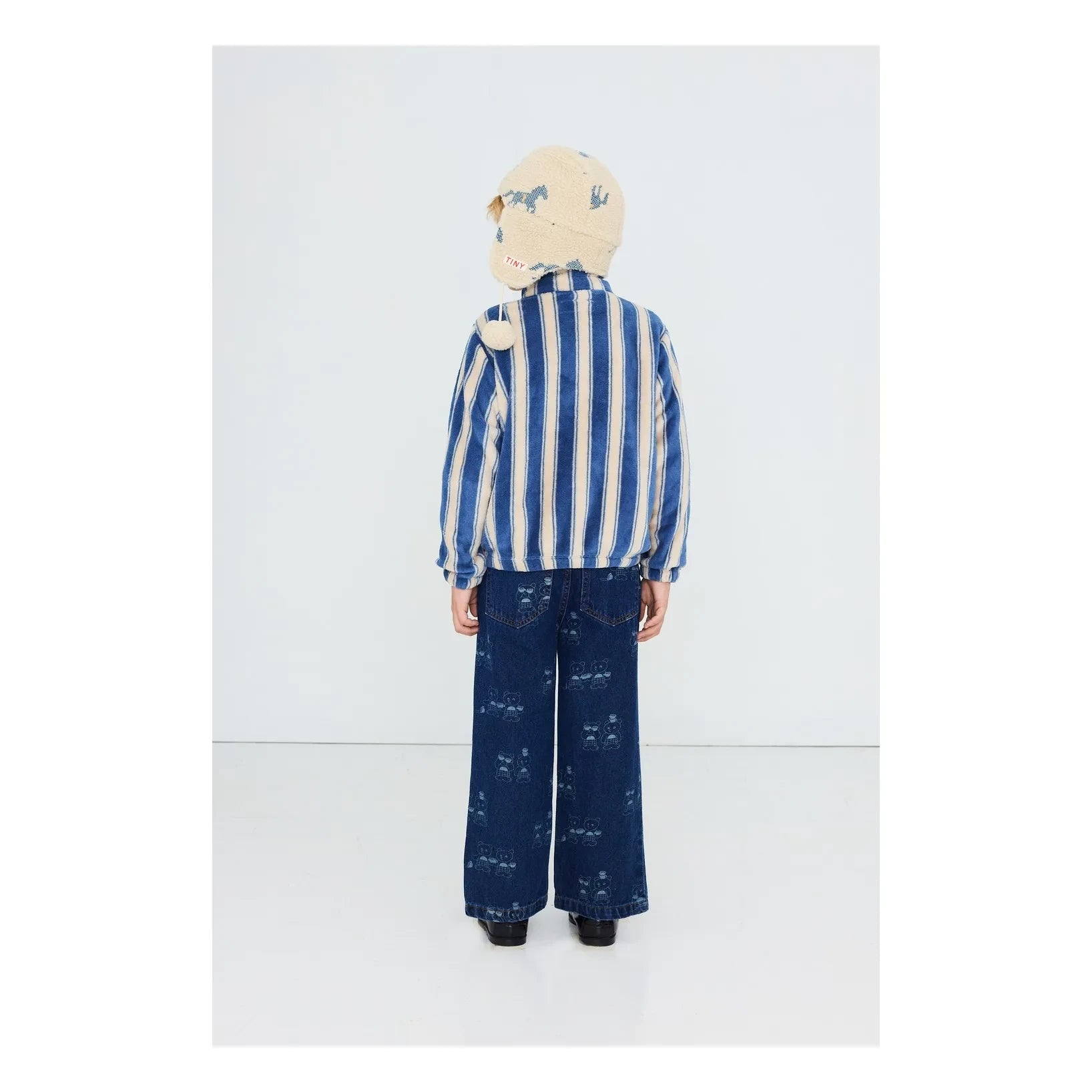 Tinycottons – Gestreifte Fleecejacke | Petrolblau