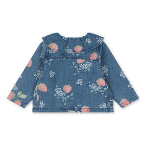 Konges Sløjd - Jeans-Magot-Erdbeer-Bio-Baumwolljacke mit Kragen | Blau