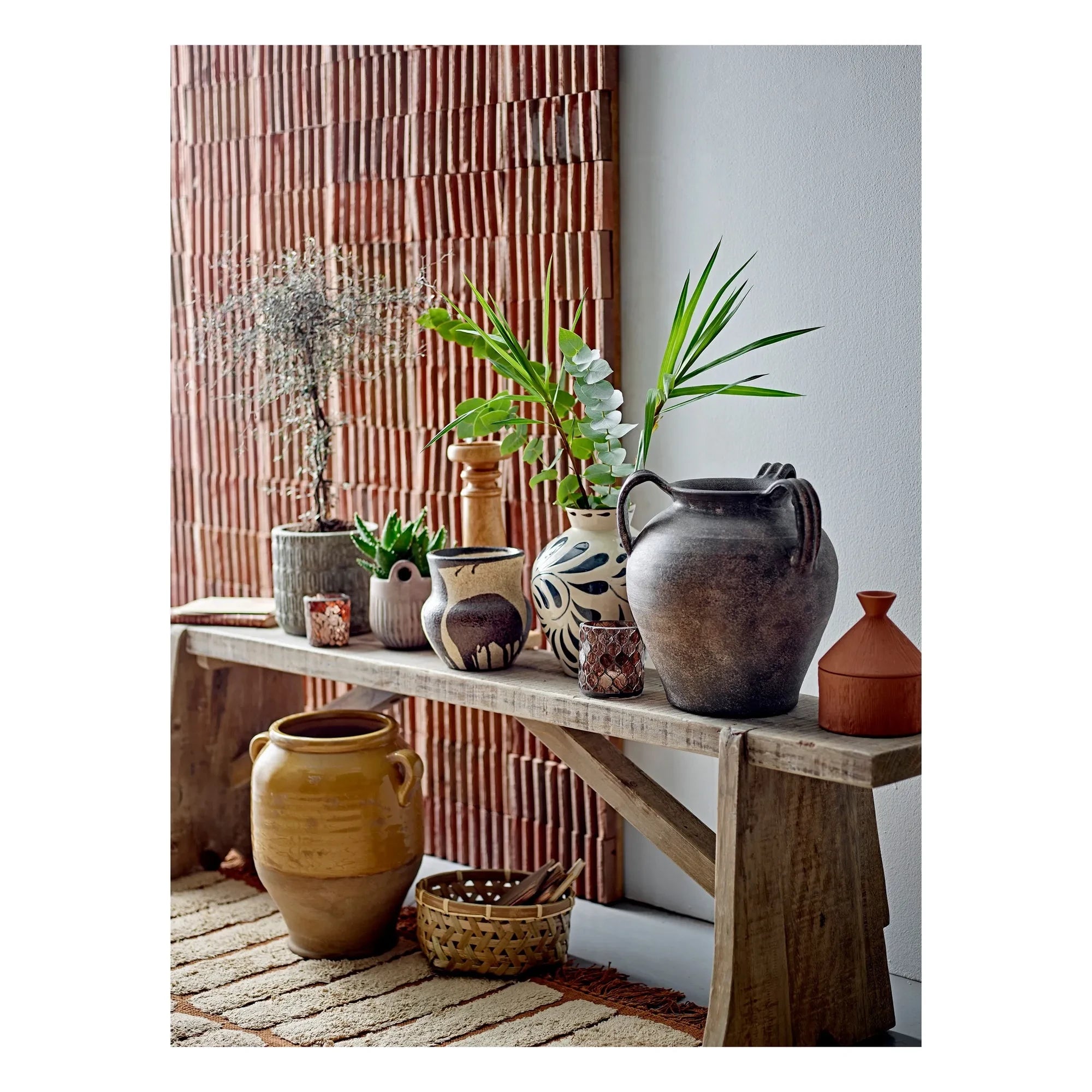 Bloomingville - Heikki Steingut-Vase | Blau