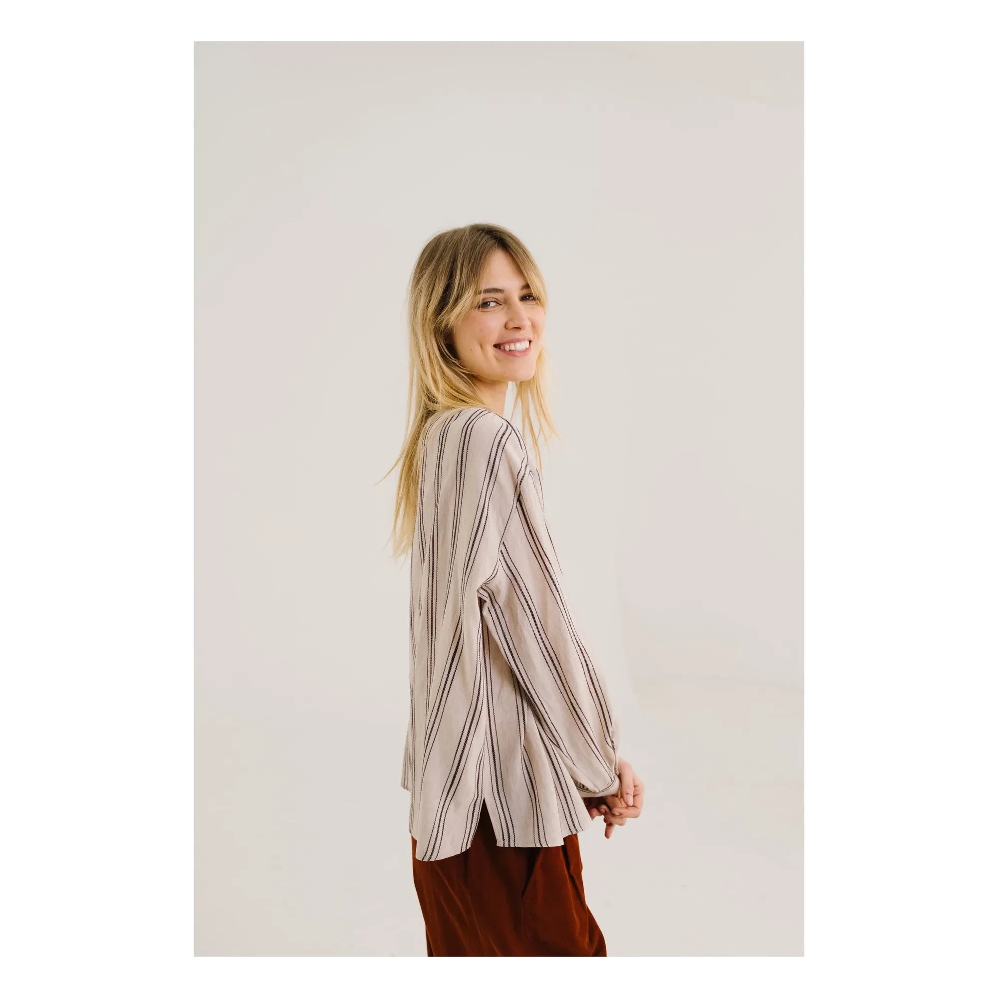 Sacrécoeur - Ella Canyon Gestreifte Bluse | Beige
