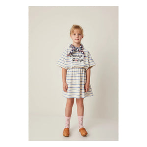 Tocoto Vintage - Frottee Gestreiftes Kleid | Ecru
