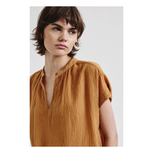 Pomandère - Kurzärmelige Bluse aus Bio-Baumwollgaze | Aprikose